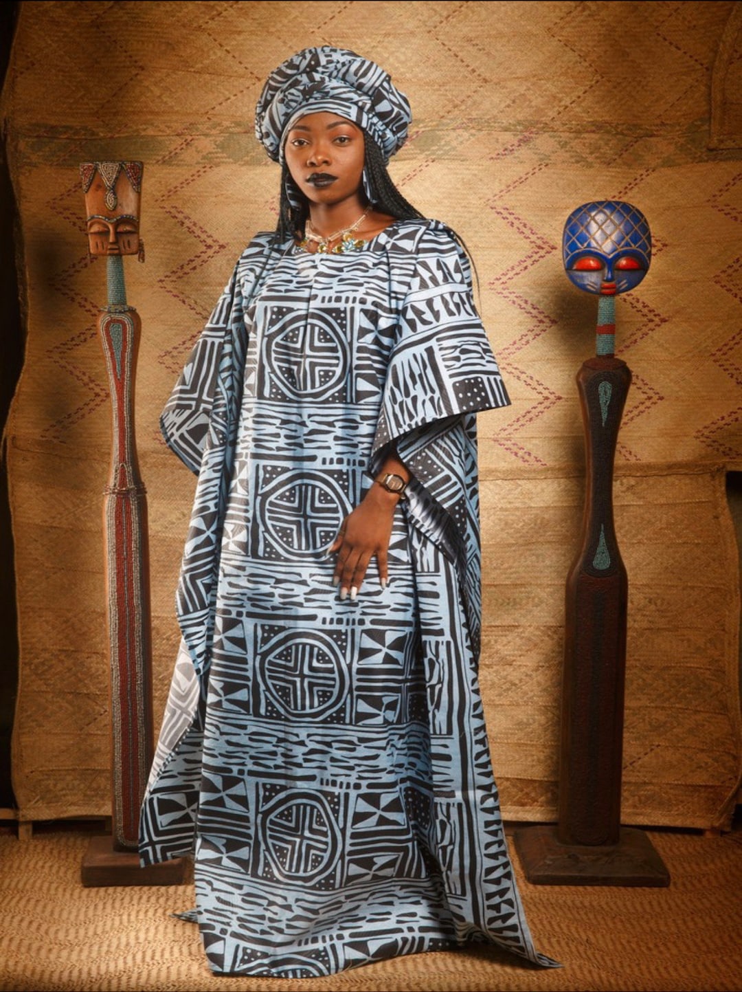 Kaftan African Soft Cotton Print Loose Dress