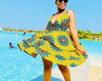 short ankara beach dresses Ankara Chinara Print Short Sleeve Top main image 0