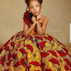 Yellow African Girl&#39;s Dress: African Girl Ball Gown for Pageant