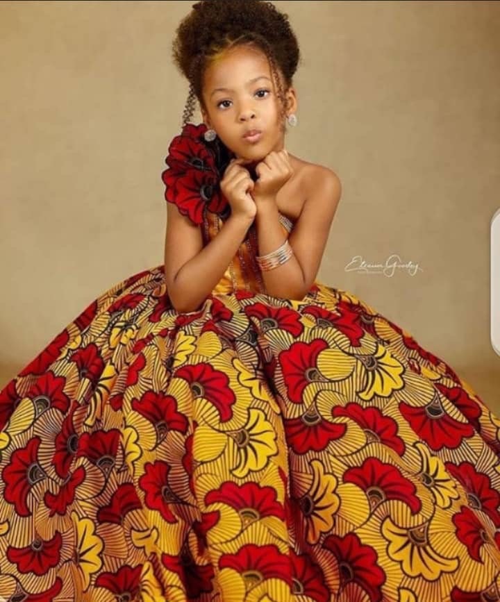 strapless open back dress ESINDE Girls' African Ankara Ball Gown  Elegant Princess Dress  Regal  Exquisite Designs
