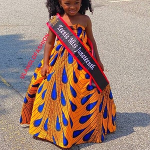Yellow African Girl’s Dress For Pageant,African Birthday Dress For Kids,African Princess Dress,African Dress For Girls,African Girls Outfit