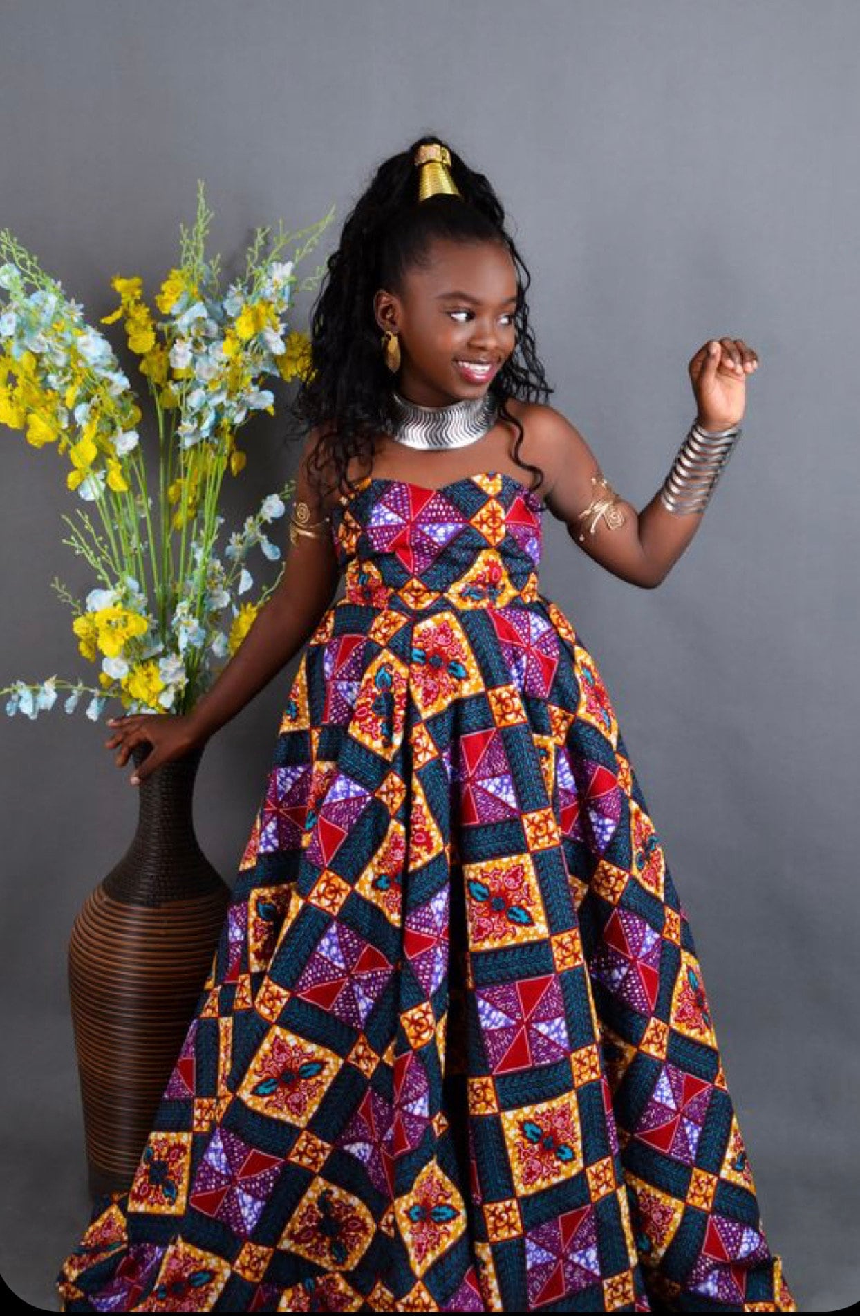 Handmade African Print Girl's Dress: Princess Pageant, Birthday Outfit
