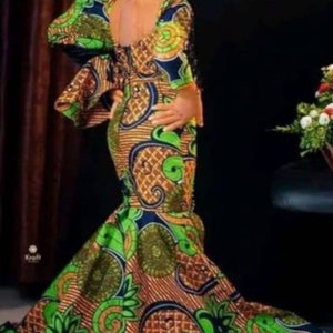 African Print Mermaid Dress: Handmade Girls&#39; Pageant Gown