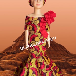 Yellow African Girl’s Dress For Pageant,African Birthday Dress For Girls,African Girls Ball Gown,African Princess Dress,African Girls Dress