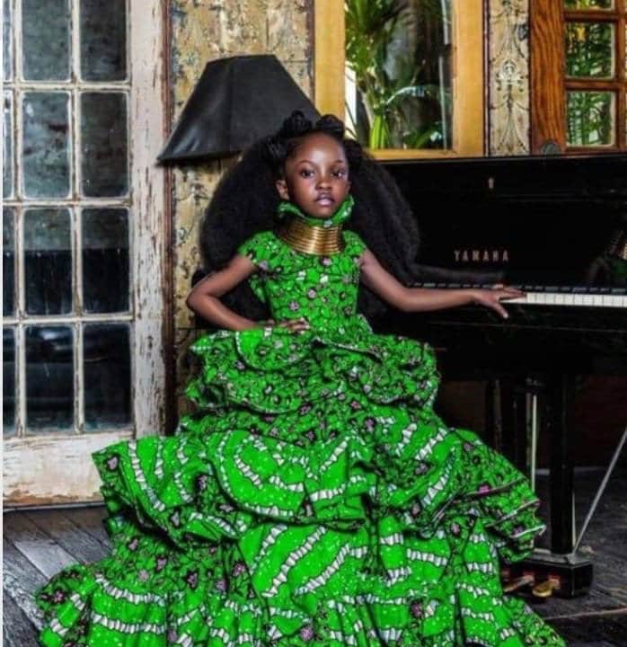 strapless open back dress ESINDE Girls' African Ankara Ball Gown  Elegant Princess Dress  Regal  Exquisite Designs