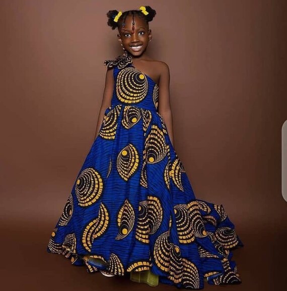 Handmade African Print Girls' Maxi Dress: Pageant Birthday Outfit