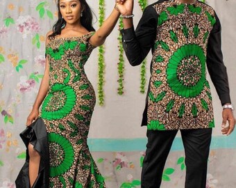 African Matching Couple Outfit For Photoshoot,African Matching Clothing For Couples,African Print Couples Attire, African Couple’s Outfit