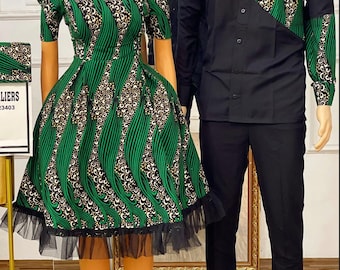 African Matching Couple Outfit For Photoshoot,African Matching Clothing For Couples,African Print Couples Attire, African Couple’s Outfit
