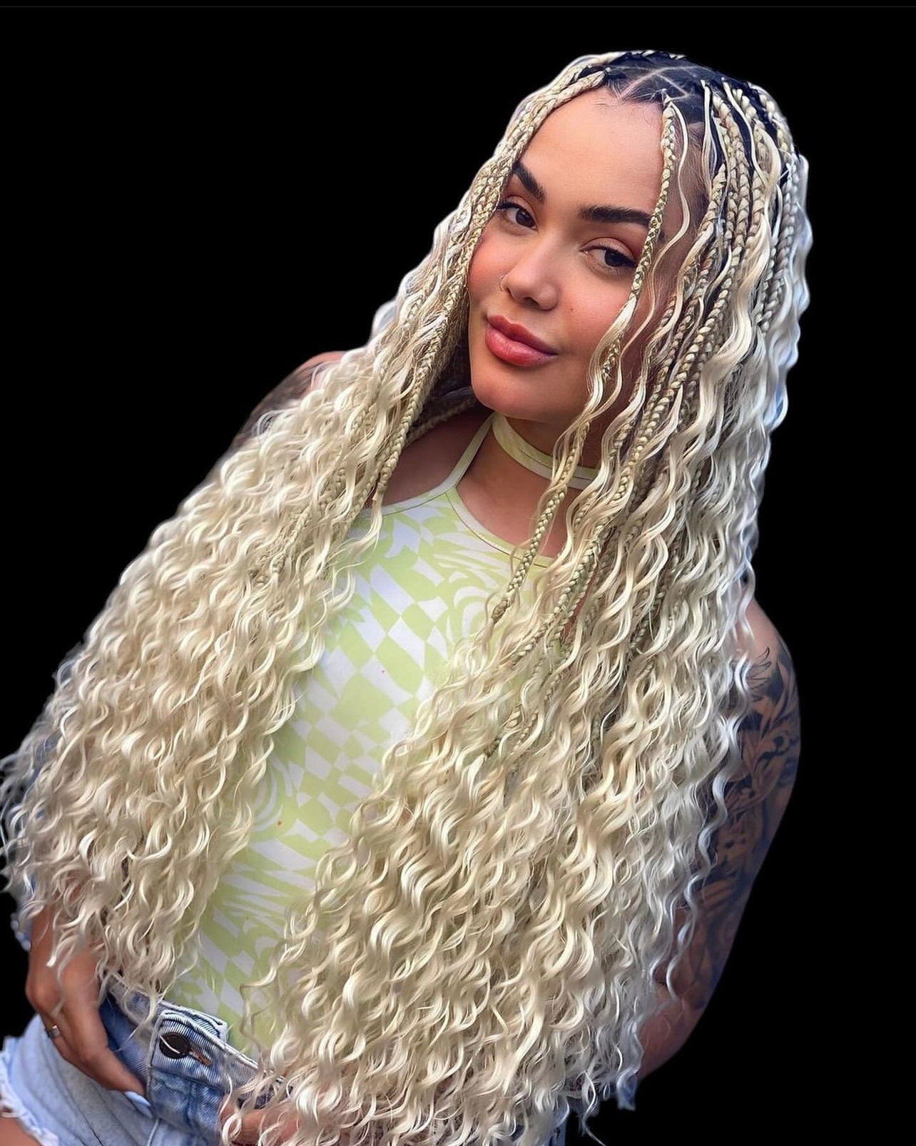 Blonde Braid Lacefront Wig Long 2020 Wig Blonde 613 Color Braided Wigs for Black Women Transparent HD  main image 2