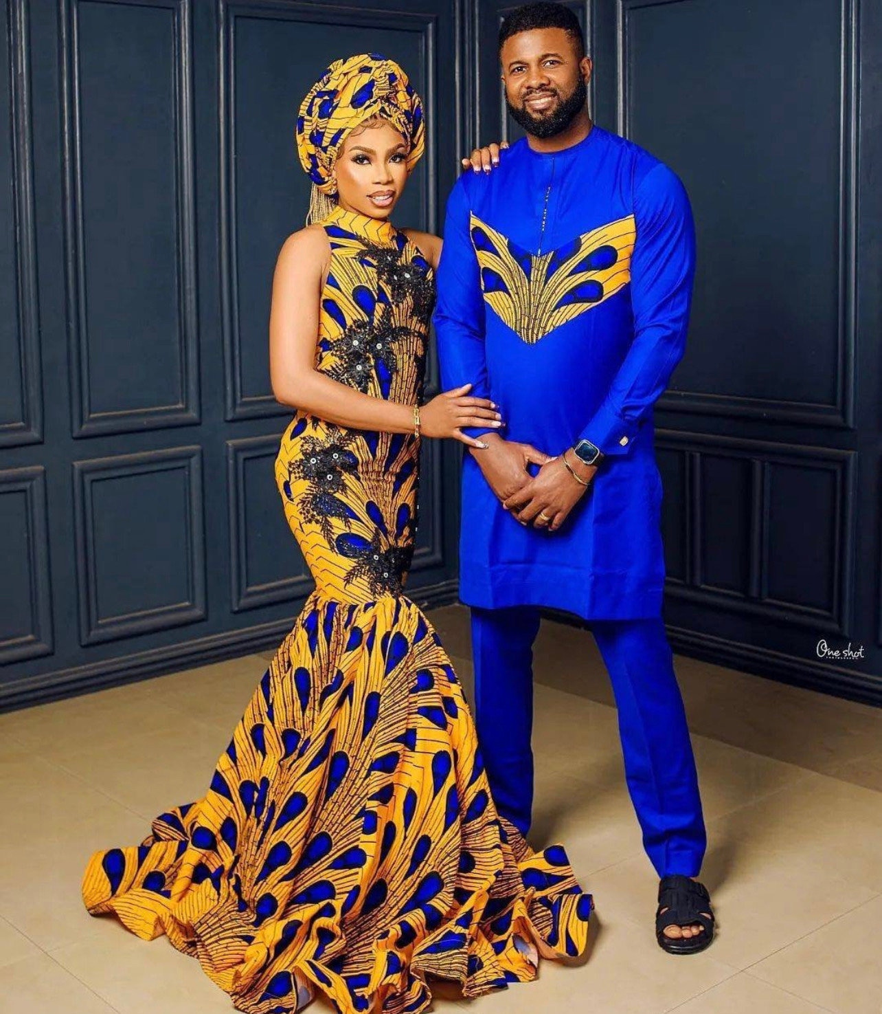 Yellow African Print Matching Couple Outfit: Couple Attire Yellow African Print Matching Couple Outfit: Couple Attire
