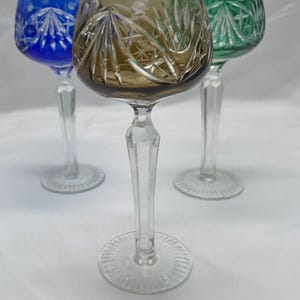 Vintage Cut to Clear Crystal Wine Glasses - Set of Three - Elegent Bohemian