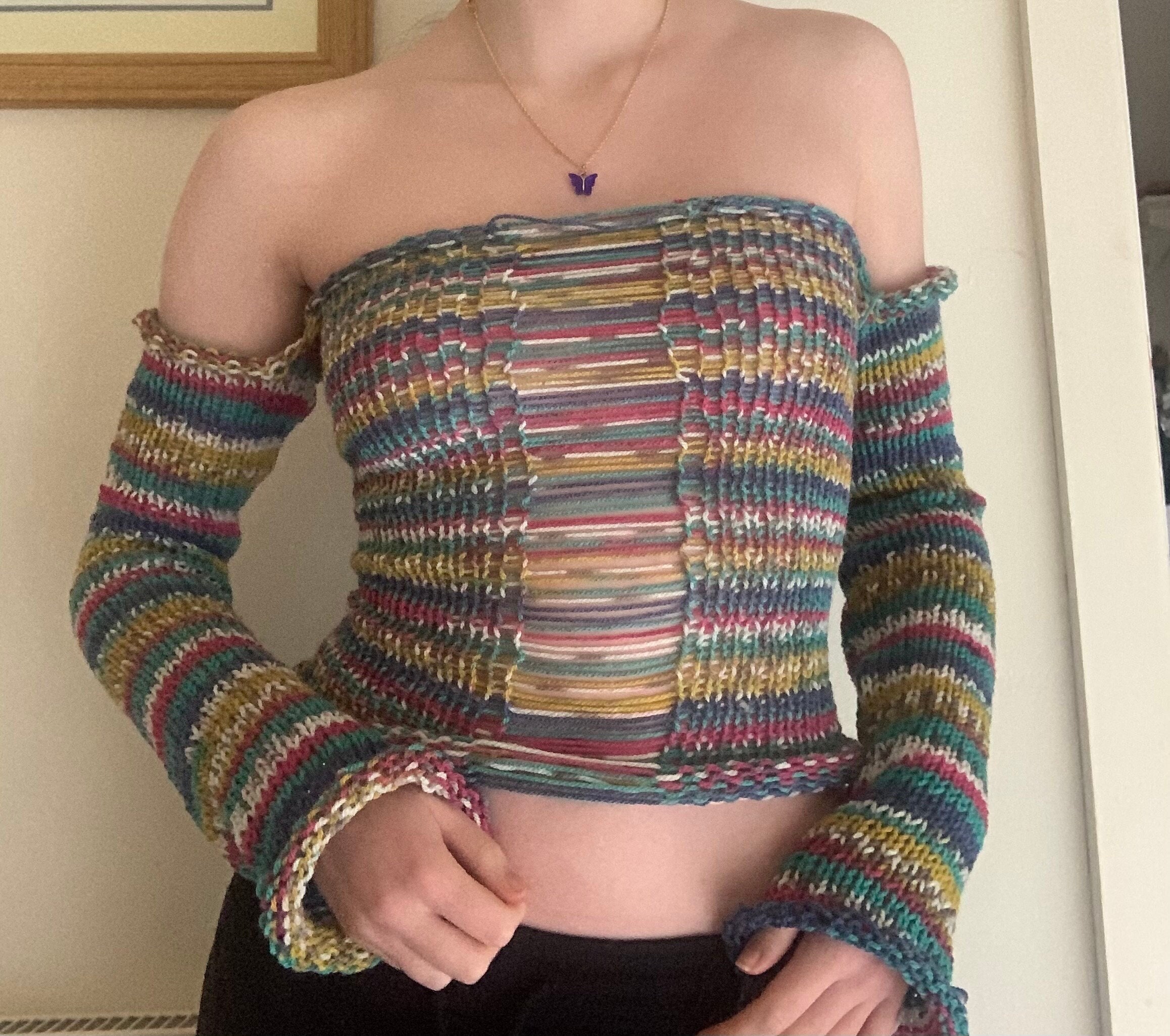 Handmade Knitted Long Sleeve Top/ Tube Top/ Knitted Top/ Long - Etsy