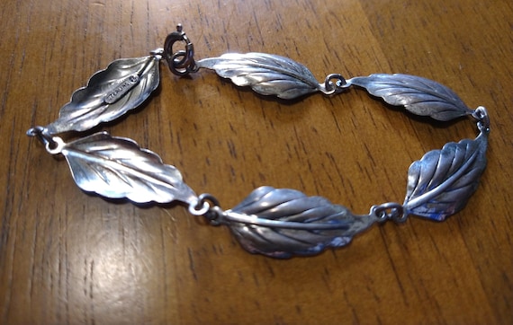 Sterling silver leaf bracelet - image 1