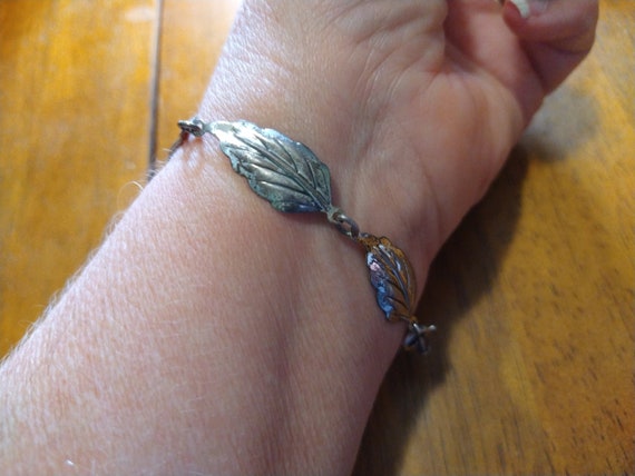 Sterling silver leaf bracelet - image 7