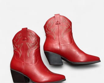Rode western cowgirl laarzen maat 8,5