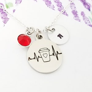 Coffee Lover Necklace - Coffee Necklace - Personalized Necklace - Custom Initial Necklace - Coffee Gift - Barista Necklace - Coffee Jewelry