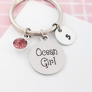 Ocean Girl Keychain - Ocean Lover Keychain - Ocean Charm Keychain - Ocean Jewelry - Beach Keychain - Sea Soul Keychain - Beach Wedding
