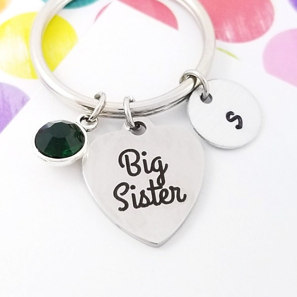 Big Sister Keychain - Big Sister Charm Keychain - Personalized Keychain - Custom Gift - Initial Keychain - Gift for Big Sister Gift