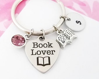 Book Lover Keychain - Book Nerd Keychain - Teacher Keychain - Book Keychain - Writer Gift - Teacher Gift - Book Jewelry - Author Gift