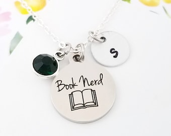 Book Nerd Necklace - Teacher Gift - Librarian Necklace - Author Necklace - Writer Necklace - Book Lover Necklace - Book Jewelry