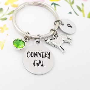 Howling Wolf Keychain - Cowgirl Keychain - Wolf Charm Keychain - Country Girl Keychain - Cowgirl Gift - Cowboy Keychain Spirit Animal Gift