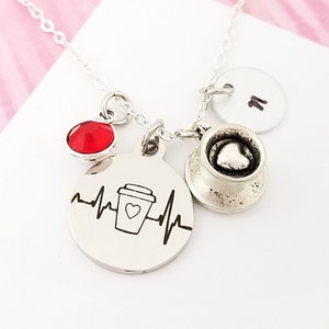 Coffee Lover Necklace - Coffee Necklace - Personalized Necklace - Custom Initial Necklace - Coffee Gift - Barista Necklace - Coffee Jewelry