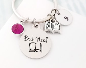 Book Lover Keychain - Book Nerd Keychain - Teacher Keychain - Book Keychain - Writer Gift - Teacher Gift - Book Jewelry - Author Gift