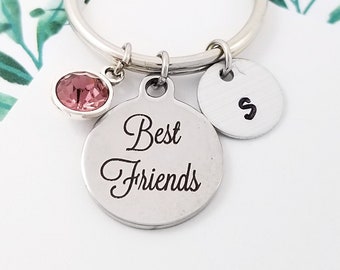 Best Friends Keychain - Best Friends Charm Keychain - Personalized Keychain - Custom Gift - Initial Keychain - Gift for Best Friend Gift