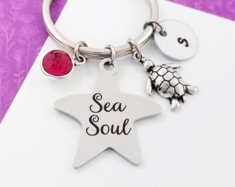 Turtle Keychain - Ocean Lover Keychain - Tortoise Jewelry - Ocean Keychain - Beach Keychain - Sea Soul Keychain - Beach Wedding