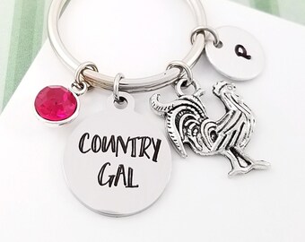Rooster Keychain - Chicken Keychain - Hen Charm Keychain - Country Girl Keychain - Cowgirl Gift - Cowboy Keychain Rooster Charm Keychain
