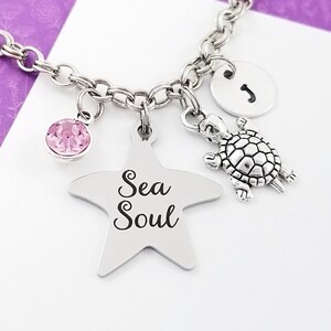 Turtle Bracelet - Ocean Girl Bangle - Tortoise Bangle - Ocean Charm Bangle - Beach Bracelet - Sea Soul Bangle - Beach Wedding Bracelet