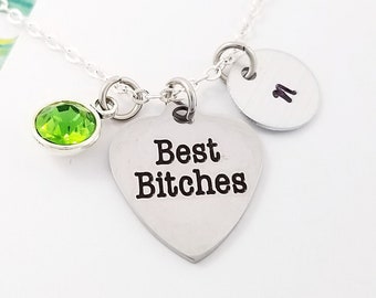 Best Bitches Necklace - Best Friends Charm Necklace - Personalized Necklace - Custom Gift - Initial Necklace - Best Friend Gift