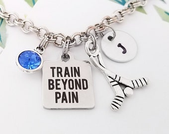 Hockey Bangle - Hockey Charm Bracelet - Hockey Stick Bangle - Hockey Jewelry - Hockey Fan Gift - Hockey Bracelet - Hockey Mom Gift