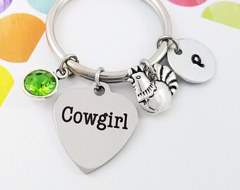 Chicken Keychain - Hen Charm Keychain - Country Girl Keychain - Cowgirl Gift - Cowboy Keychain Rooster Charm Keychain - Rooster Keychain