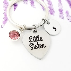 Little Sister Keychain - Little Sister Charm Keychain - Personalized Keychain - Custom Gift - Initial Keychain - Gift for Little Sister Gift
