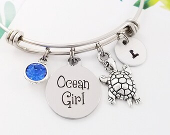 Turtle Bracelet - Ocean Girl Bangle - Turtle Bangle - Tortoise Bangle - Beach Bracelet - Sea Soul Bangle - Beach Wedding Bracelet