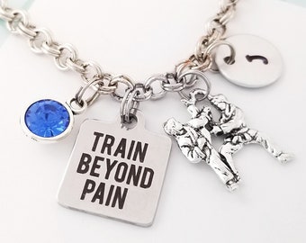 Train Beyond Pain Bracelet - Karate Bangle - Martial Arts Bracelet - Taekwondo Bangle - Jiu Jitsu Bracelet MMA Jewelry Judo Jewelry