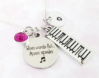 Piano Necklace - Music Necklace - Musician Necklace - Band Necklace - Piano Charm Necklace Music Charm Necklace - Keyboard Necklace