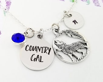 Howling Wolf Necklace - Cowgirl Necklace - Country Gal Necklace - Wolf Jewelry - Cowgirl Gift - Cowboy Necklace - Wolf Jewelry