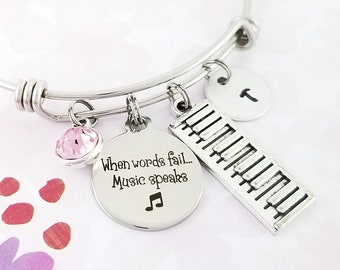 Piano Bracelet - Piano Bangle - Music Bracelet - Musician Bracelet - Piano Bracelet - Music Charm Bracelet - Keyboard Charm Bangle