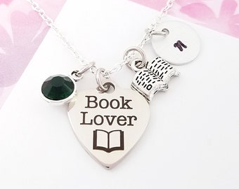 Book Lover Necklace - Book Necklace - Writer Gift - Teacher Necklace - Author Gift - Librarian Necklace - Book Jewelry - Book Nerd Necklace