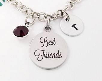 Best Friends Bangle - Best Friends Charm Bracelet - Personalized Bangle - Custom Gift - Initial Bracelet - Gift for Best Friend Bracelet