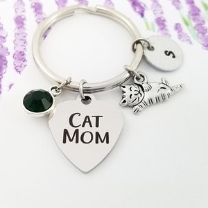 Cat Mom Keychain - Cat Lady Keychain - Cat Keychain - Cat Charm Keychain - Cat Jewelry - Cat Lover Keychain - Cat Mom Keychain Cat Gift