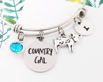 Cow Bracelet - Country Gal Bangle - Cowgirl Charm Bangle - Cowgirl Jewelry - Cow Bangle - Cowgirl Gift - Cowboy Bangle - Cowgirl Bracelet