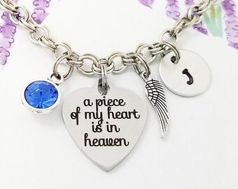 A Piece of My Heart Bangle - Memorial Bangle - Angel Bracelet - Bereavement Jewelry - Sympathy Gift - Loss of Child Bangle - Infant Loss
