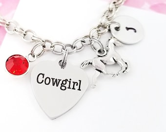 Horse Bracelet - Horse Bangle - Cowgirl Charm Bangle - Cowgirl Jewelry - Equestrian Bracelet - Cowgirl Gift - Cowboy Bangle - Horse Gift