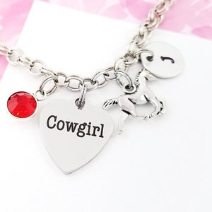 Horse Bracelet - Horse Bangle - Cowgirl Charm Bangle - Cowgirl Jewelry - Equestrian Bracelet - Cowgirl Gift - Cowboy Bangle - Horse Gift
