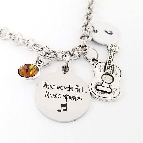 Acoustic Guitar Bracelet - Music Bangle - Musician Bracelet - Music Bracelet - Guitar Charm Bracelet - Guitar Bangle - Guitar Player Gift