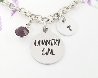 Country Gal Bangle - Cowgirl Bracelet - Cowgirl Charm Bangle - Cowgirl Jewelry - Country Girl Bracelet - Cowgirl Gift - Cowboy Bangle