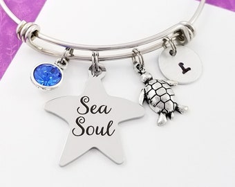 Turtle Bracelet - Ocean Girl Bangle - Turtle Bangle - Tortoise Bangle - Beach Bracelet - Sea Soul Bangle - Beach Wedding Bracelet